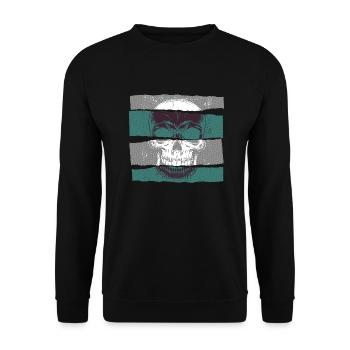 Skull green paper strip dark - Unisex Sweatshirt - black - Front - Alina (178cm) & Michal (187cm)