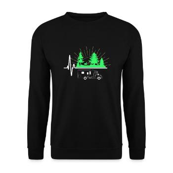 Campeur de battement de coeur EKG Camper Camping Drôle G - Sweat-shirt Unisexe - noir - Devant - Alina (178cm) & Michal (187cm)
