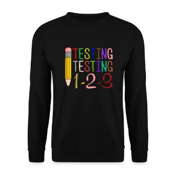 Testing, Testing, 1-2-3 Fun Gift - Unisex Sweatshirt - black - Front - Alina (178cm) & Michal (187cm)