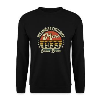 Des Années D'excellence Mars 1933 Cadeau - Sweat-shirt Unisexe - noir - Devant - Alina (178cm) & Michal (187cm)