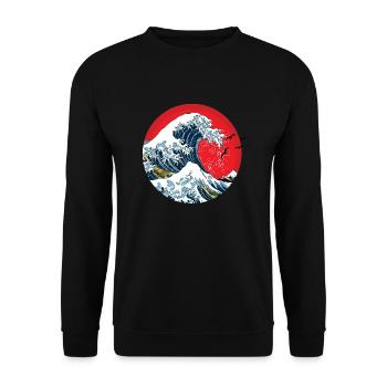 vague japonaise - Sweat-shirt Unisexe - noir - Devant - Alina (178cm) & Michal (187cm)