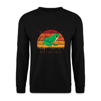 -Man I Love Frogs Funny Saying Frog-Amphibian - Unisex Pullover - Schwarz - Vorne - Alina (178cm) & Michal (187cm)