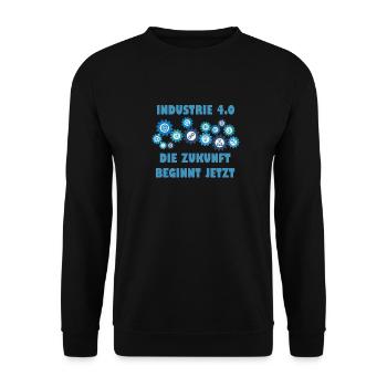 Industrie 4.0 Die Zukunft beginnt jetzt Geschenk - Unisex Pullover - Schwarz - Vorne - Alina (178cm) & Michal (187cm)