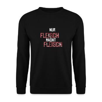 Nur Fleisch macht Fleisch Geschenkidee - Unisex Pullover - Schwarz - Vorne - Alina (178cm) & Michal (187cm)