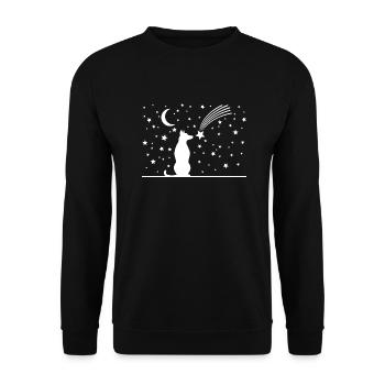 Chien Lune et Étoiles - Sweat-shirt Unisexe - noir - Devant - Alina (178cm) & Michal (187cm)