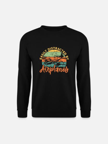 Easily Distracted By Airplanes Airplane Pilot - Unisex Pullover - Schwarz