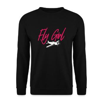 Fly Girl Aviation Pilot - Unisex Pullover - Schwarz - Vorne - Alina (178cm) & Michal (187cm)