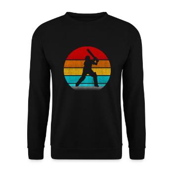 Retro Vinatge Cricket - Unisex Pullover - Schwarz - Vorne - Alina (178cm) & Michal (187cm)