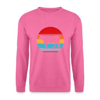 Retro Vinatge Kuh - Unisex Pullover - Pink - Vorne
