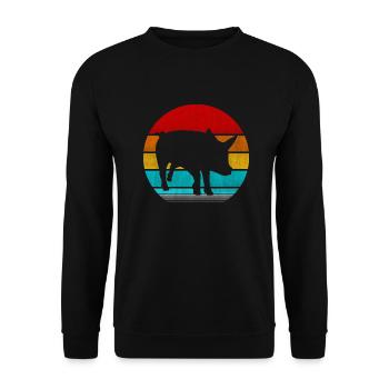 cochon vintage rétro - Sweat-shirt Unisexe - noir - Devant - Alina (178cm) & Michal (187cm)