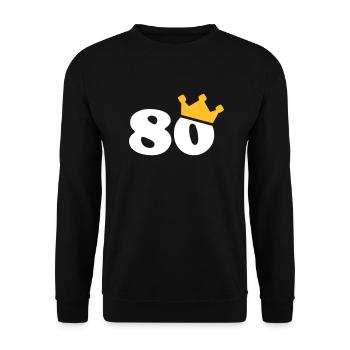 80 Krone 80. Geburtstag 80 Jahre - Unisex Pullover - Schwarz - Vorne - Alina (178cm) & Michal (187cm)