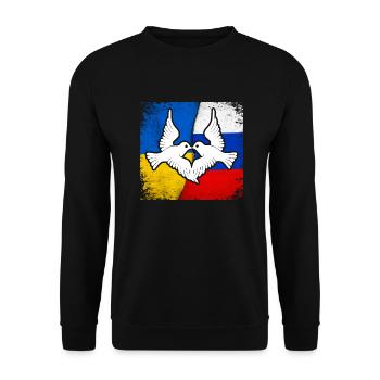FRIEDEN für Ukraine Russland und die Welt - Unisex Pullover - Schwarz - Vorne - Alina (178cm) & Michal (187cm)