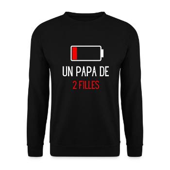 un papa de 2 filles - idée cadeau papa - Sweat-shirt Unisexe - noir - Devant - Alina (178cm) & Michal (187cm)
