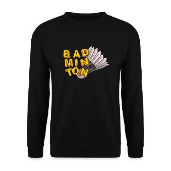 Badminton und Federball Handgezeichneter Stil - Unisex Pullover - Schwarz - Vorne - Alina (178cm) & Michal (187cm)