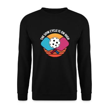 Outdoor Gartenspiel Lustiges Pickleball Design mit - Unisex Pullover - Schwarz - Vorne - Alina (178cm) & Michal (187cm)