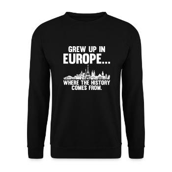 Europäischer Geschichte Spruch für Lehrer und - Unisex Pullover - Schwarz - Vorne - Alina (178cm) & Michal (187cm)