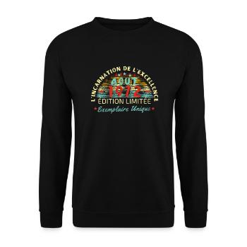 vintage Août 1972 édition limitée | Millésime aout - Sweat-shirt Unisexe - noir - Devant - Alina (178cm) & Michal (187cm)