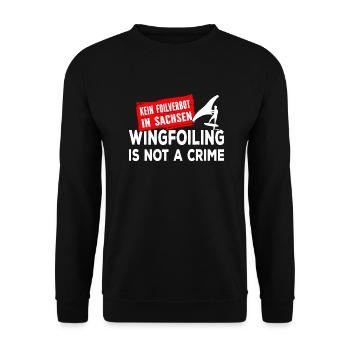 Wing Foiling Verbot Sachsen Surf Surfing Surfer - Unisex Pullover - Schwarz - Vorne - Alina (178cm) & Michal (187cm)