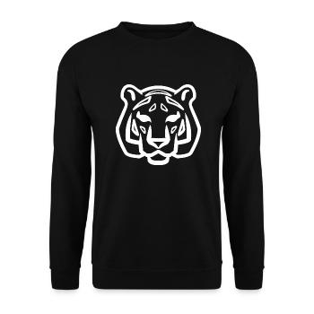 Tiger head symbol white - Unisex Sweatshirt - black - Front - Alina (178cm) & Michal (187cm)