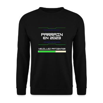 Parrain En 2023 Cadeau Pour Futur Parrain Baptême - Unisex Sweatshirt - black - Front - Alina (178cm) & Michal (187cm)