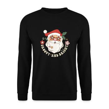Groovy & Bright Weihnachten Retro Weihnachtslied - Unisex Pullover - Schwarz - Vorne - Alina (178cm) & Michal (187cm)
