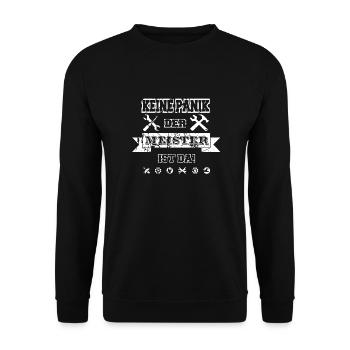 Keine Panik der Meister ist da. - Unisex Pullover - Schwarz - Vorne - Alina (178cm) & Michal (187cm)