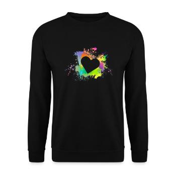 Herz Bunt - Unisex Pullover - Schwarz - Vorne - Alina (178cm) & Michal (187cm)