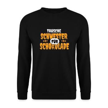 Halloween lustig Schwester Witz Kinder Geschwister - Unisex Pullover - Schwarz - Vorne - Alina (178cm) & Michal (187cm)