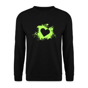 Herz Grün - Unisex Pullover - Schwarz - Vorne - Alina (178cm) & Michal (187cm)
