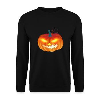 Visage de citrouille aux yeux brillants Halloween - Sweat-shirt Unisexe - noir - Devant - Alina (178cm) & Michal (187cm)