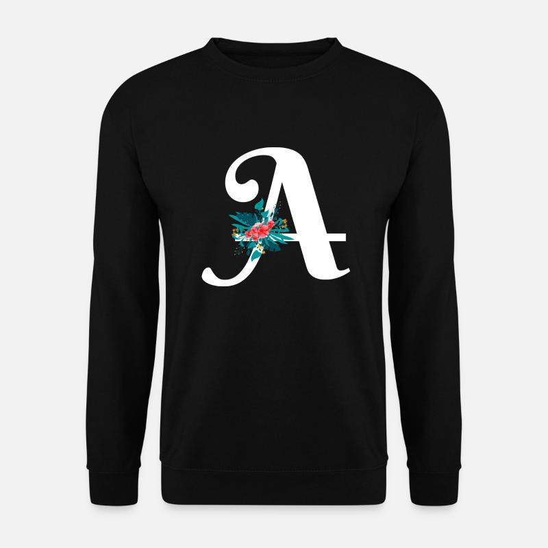 Buchstabe A blumig - Unisex Pullover - Schwarz
