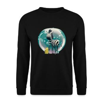 Zebra, digital Art - Unisex Pullover - Schwarz - Vorne - Alina (178cm) & Michal (187cm)
