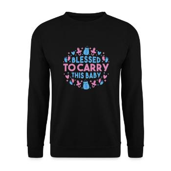 Vêtements de grossesse Bébé Ventre Maman enceinte - Sweat-shirt Unisexe - noir - Devant - Alina (178cm) & Michal (187cm)