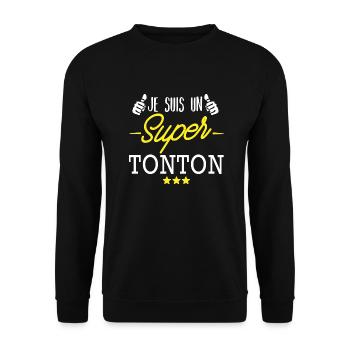 je suis un super tonton / cadeau humour tonton - Sweat-shirt Unisexe - noir - Devant - Alina (178cm) & Michal (187cm)