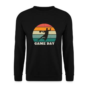 Handball Game day Design für den Handballspieltag - Unisex Pullover - Schwarz - Vorne - Alina (178cm) & Michal (187cm)