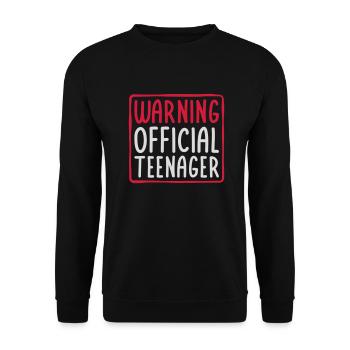 avertissement citation officielle d’adolescent - Sweat-shirt Unisexe - noir - Devant - Alina (178cm) & Michal (187cm)