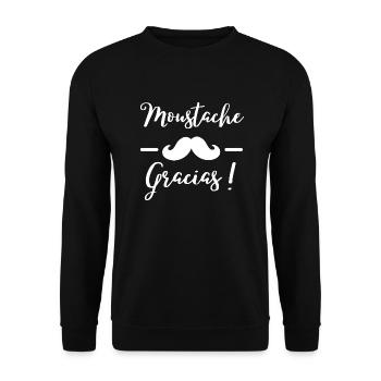 Design Moustache Gracias parfait pour un cadeau ! - Sweat-shirt Unisexe - noir - Devant - Alina (178cm) & Michal (187cm)