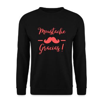 Design Moustache Gracias parfait pour un cadeau ! - Sweat-shirt Unisexe - noir - Devant - Alina (178cm) & Michal (187cm)