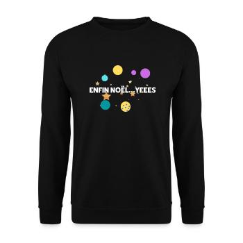 "ENFIN NOËL... YEEES" MUG - Sweat-shirt Unisexe - noir - Devant - Alina (178cm) & Michal (187cm)
