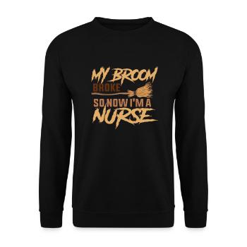 my broom broke so now i'm a nurse - Halloween - Sweat-shirt Unisexe - noir - Devant - Alina (178cm) & Michal (187cm)