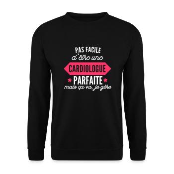 cardiologue parfaite / cadeau femme cardiologue - Sweat-shirt Unisexe - noir - Devant - Alina (178cm) & Michal (187cm)