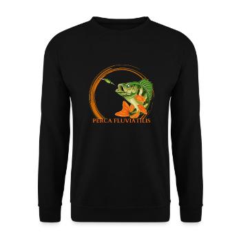 Barsch Perch Fishing Angel Design - Unisex Pullover - Schwarz - Vorne - Alina (178cm) & Michal (187cm)