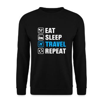 5 Eat sleep travel repeat - Unisex Pullover - Schwarz - Vorne - Alina (178cm) & Michal (187cm)