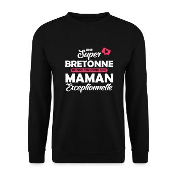 super bretonne - maman exceptionnelle - Sweat-shirt Unisexe - noir - Devant - Alina (178cm) & Michal (187cm)
