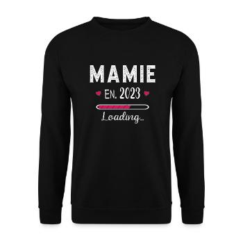 Future Mamie En 2023 Nouvelle Naissance Grossesse - Sweat-shirt Unisexe - noir - Devant - Alina (178cm) & Michal (187cm)