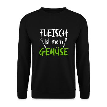 Fleisch ist mein Gemüse in grün für Fleischesser - Unisex Pullover - Schwarz - Vorne - Alina (178cm) & Michal (187cm)
