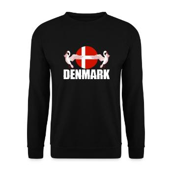 Denmark Danish Denmark Flag National Animal - Unisex Sweatshirt - black - Front - Alina (178cm) & Michal (187cm)