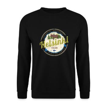 Helsinki Elch Hauptstadt von Finnland Vintage Souv - Unisex Pullover - Schwarz - Vorne - Alina (178cm) & Michal (187cm)