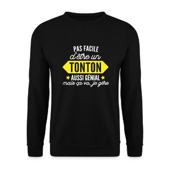 tonton génial / cadeau humour tonton - Sweat-shirt Unisexe - noir - Devant - Alina (178cm) & Michal (187cm)