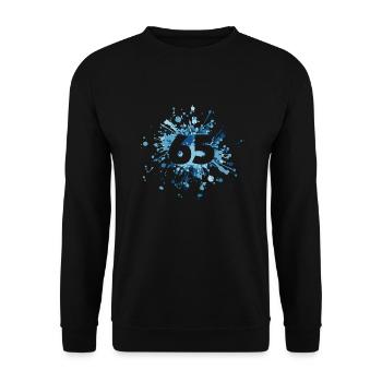 Numéro 65e éclaboussure de couleur - Sweat-shirt Unisexe - noir - Devant - Alina (178cm) & Michal (187cm)